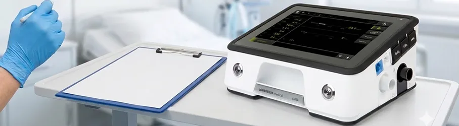 Clinician checking the prescribed home ventilator settings against the discharge checklist